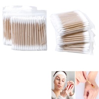 Wattestäbchen 500 Stück Ohrstäbchen Cotton Swab Bambus Wattestäbchen mit Holzgriffen Zweiseitiges Hygienisches Wattestäbchen für Kosmetik Reinigung Wundversorgung