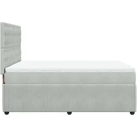 vidaXL Boxspringbett mit Matratze Hellgrau 140x200 cm Samt