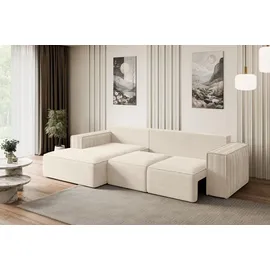 altdecor Ecksofa Cord 2-Sitzer Beige