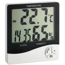 TFA Dostmann WS 5031 - Thermo-Hygrometer mit Uhrzeitanzeige, Digital, Rechteckig