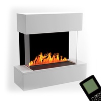 GLOW FIRE Wasserdampf Kamin HÖLDERLIN (Wandkamin) - Elektrokamin für die Wand mit realistischen LED 3D-Flammen, Knistereffekt & Fernbedienung, 80x78x30 cm, Opti-Myst 500, Weiß