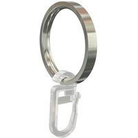 Flairdeco Gardinenringe / Ringe mit Faltenhaken, Metall, Edelstahl-Optik, 33/27 mm, 12 Stück