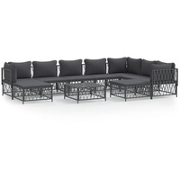 vidaXL 10-tlg. Garten-Lounge-Set mit Kissen Anthrazit Stahl