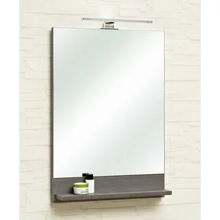 Saphir Badspiegel Quickset Bad Flächenspiegel mit Ablage, 50 cm breit, ohne Beleuchtung, moderner Wandspiegel für Badezimmer, rechteckig, 70 cm hoch grau