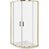 Beliani JUKATAN Duschkabine mit Schiebetür 90 x 185 cm Gold Sicherheitsglas