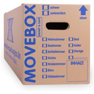 KK Verpackungen Umzugskarton, 25 Umzugskartons Movebox Smart & Safe Umzugskiste 30 kg Braun braun