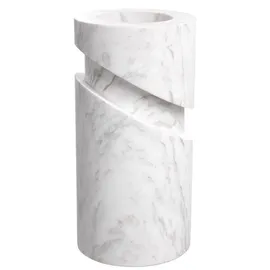 Casa Padrino Luxus Marmor Deko Objekt Weiß Ø 18 x H. 36 cm - Wohnzimmer Deko - Schreibtisch Deko - Luxus Marmor Deko Accessoires