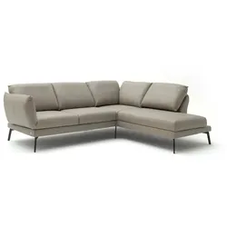 SCHÖNER WOHNEN-Kollektion Ecksofa Spin Leder Grau Grey