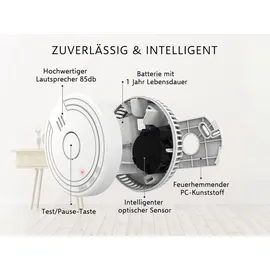 ELRO Optischer Rauchmelder Weiß inkl. Wechselbarer 1 Jahres Batterie 10 St.