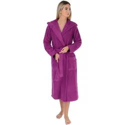 Damenbademantel WEWO FASHION "4002" Gr. M, lila (violet), L:120cm in Gr. M, Walkfrottier, Hausmäntel, fluffig weich