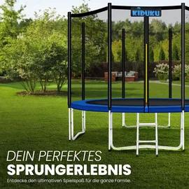KIDUKU Gartentrampolin 244 x 427 cm inkl. Sicherheitsnetz, Leiter und Bodenanker
