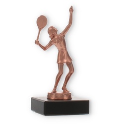 Pokal Metallfigur Tennis Damen bronze auf schwarzem Marmorsockel 15,0cm