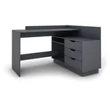 byLIVING Winkelschreibtisch BELFAST Breite 129 cm Anthrazit 3 Schubkästen