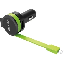 Realpower KFZ-Ladegerät Charger M 2400mA 1xUSB 1xMicro-USB Schwarz/Grün