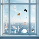 Finest-Folia Fensterbilder Arktis Tiere 3xDinA4 Fensterfolie Aufkleber Kinderzimmer Y076-12