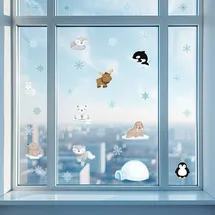 Finest-Folia Fensterbilder Arktis Tiere 3xDinA4 Fensterfolie Aufkleber Kinderzimmer Y076-12