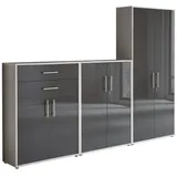 moebel-dich-auf Aktenschrank OFFICE EDITION (Set 55, 2x Aktenschrank niedrig + 1x Aktenschrank hoch) abschließbar, Metallgriffe grau