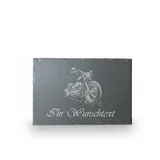 Schieferplatte, Servierplatte mit verschiedenen Motiven, Schiefertafel personalisierbar mit Gravur 30 × 20 cm, Naturschiefer, Rechteckig, Grau, für Käse, Sushi und Antipasti, personalisierte Geschenke