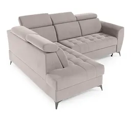 beautysofa Ecksofa AURORA II L-Form Ottomane links, mit Schlaffunktion & Bettkasten, Beige - Beige