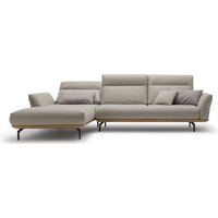 hülsta sofa Ecksofa hs.460, Sockel in Nussbaum, Winkelfüße in Umbragrau, Breite 318 cm beige|grau