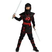 Rubie`s 4tlg. Kostüm "Ninja Krieger" in Schwarz - 140
