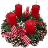 Buri Adventskerzen rot 4er Stumpenkerzen Weihnachtskerze Stufenkerzen Stumpen Kerze Rot