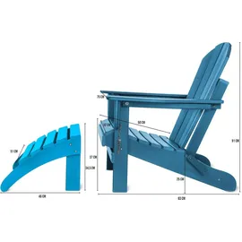 ASPERO Gartenstuhl Adirondack 75 x 75 x 83 cm blau