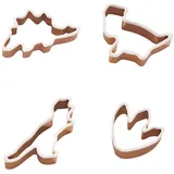 LURCH 10548 Ausstechformen Dinos 4er Set 3 verschiedene Dinos und Pfote aus Edelstahl mit Silikonmantel