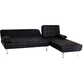 Mendler Schlafsofa HWC-K22, Couch Ecksofa Sofa, Liegefläche links/rechts Schlaffunktion 236cm ~ Kunstleder schwarz