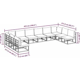 vidaXL Garten-Sofa-Set 10-tlg. schwarz