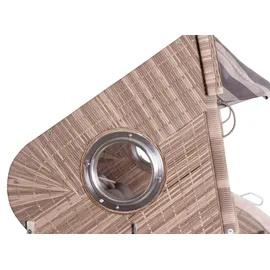 deVries Pure Cliff XXL Sun PE Teak/Grau inkl. Klapptisch/Fußstützen/Bullauge