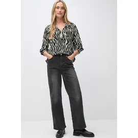STREET ONE Tunika STREET ONE, Damen, Gr. 34, schwarz, Web, 100% Viskose, normal, V-Ausschnitt, eng Bündchen, Tuniken, mit Zebra-Print