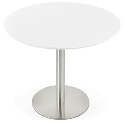 Kadima Design Robuster Runder Esstisch Ø 90 cm, Stahlgestell, Zeitlos, Weiß