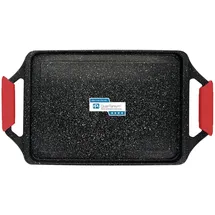 Briebe Black Titanium Grillplatte Induktion Antihaftbeschichtung Titan Gussaluminium 43x25cm PFOA-Free, Schwarz