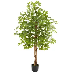 tectake® Künstlicher Ficusbaum, verschiedene Größen, mit viel Volumen, stabiler Kunststoff-Blumentopf