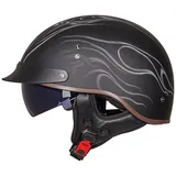 WZGGTEAM Motorrad Halbhelm Retro, Halbschalenhelm mit Sonnenblende, Chopper Helm Roller Helm Offenem Helm Street Moped Halbhelme ECE Zugelassen für Männer und Frauen