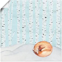 Artland Poster »Winter Wunderland Schlafender Fuchs«, Tiere, (1 St.), als Alubild, Leinwandbild, Wandaufkleber oder Poster in versch. Größen Artland Farbe Bild(er): blau