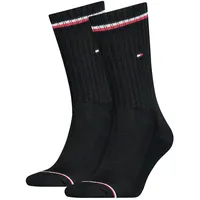 TOMMY HILFIGER Herren Sportsocken, 2er Pack - Iconic Sock, Tennissocken Schwarz 43-46