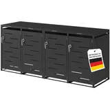 STEELSØN Diorus Mülltonnenbox 4er bis 240L abschließbar – Hochwertige Mülltonnenverkleidung für 4 Tonnen – Müllbox Stahl – Müllcontainer Schwarz - Mülltonnen Box wetterfest – Gerätebox mit Schloss