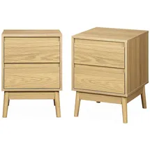 sweeek - 2er-Set Nachttische mit Holzdekor und zwei Schubladen