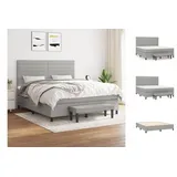 vidaXL Boxspringbett mit Matratze Hellgrau 180x200 cm Stoff