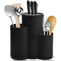 Hoaaigo 3-in Messerblock Ohne Messer, Universal runder Messerblockhalter unbestückt