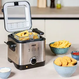 setpoint Mini Öl Fritteuse Single Fett Friteuse Schnitzel frittieren 1,5L mit Salzstreuer