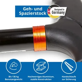 Weinberger Teleskop-Gehstock stabil faltbar höhenverstellbar rutschfest schwarz