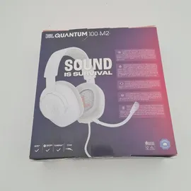 JBL Quantum 100M2 Kabelgebundenes Over-Ear Gaming Headset QuantumSOUND Signature, 3,5-mm-Klinke, Multi-Plattform-Kompatibilität und abnehmbarem Mikrofon mit Stummschaltungsoption, Weiß