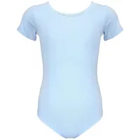 Aquarti Mädchen Kurzarm Ballettanzug Einfarbig, Farbe: Hellblau, Größe: 128