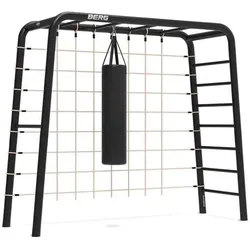 BERG Klettergerüst PlayBase M Schwarz + Kletternetz + Boxsack