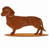 Rostikal Gartenfigur Dackel Deko Hundefigur Gartendeko Metall, Echter Rost braun 60 cm