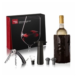 VACUVIN Weinkühler Wein Accessoire Geschenkset 6-tlg., mit umfangreichem Zubehör schwarz