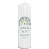 PhotoFancy® - Personalisierte Taufkerze mit eigenem Foto und Namen bedrucken lassen - Tauf-Kerze selbst gestalten - 29 cm Höhe - Design 'Regenbogen'